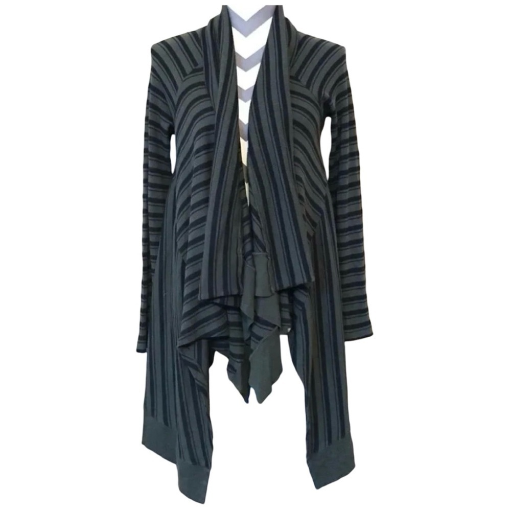 Splendid Thermal Cardigan Womens Size XS Draped Oversized Black Army Green
